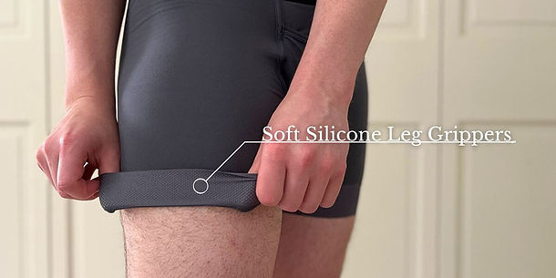 Showcasing the soft silicone grippers of the All Citizens Elite II Boxer Briefs.